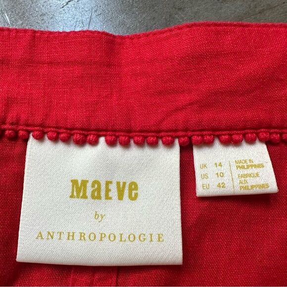 Anthropologie Maeve Red Button-Up Eyelet Top. - Picture 2 of 7